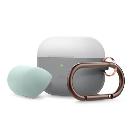 Elago Duo Hang Silicone Case - силиконов калъф с карабинер за Apple Airpods Pro (сив-светлосив)