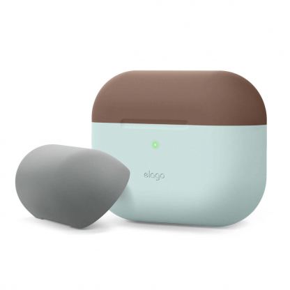 Elago Duo Silicone Case - силиконов калъф за Apple Airpods Pro (светлосин-кафяв)