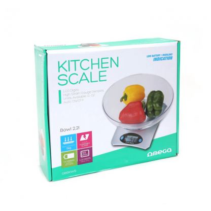 Omega Kitchen Scale With Bow - кухненска везна с купа за измерване на теглото на хранителни продукти (сребрист)