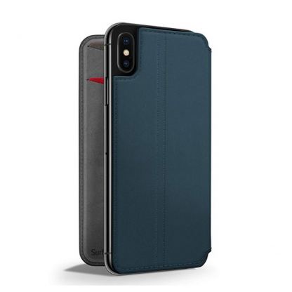 TwelveSouth SurfacePad - луксозен кожен калъф тип портфейл за iPhone XS Max (син)