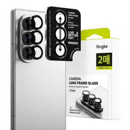 Комплект 2 броя предпазни стъклени лещи за камерата на Samsung Galaxy Z Fold8 Ultra,  Galaxy Z Fold7 - Ringke Camera Lens Glass (черен)