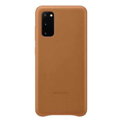 Samsung Leather Cover EF-VG980LAEGEU - оригинален кожен калъф (естествена кожа) за Samsung Galaxy S20 (кафяв)