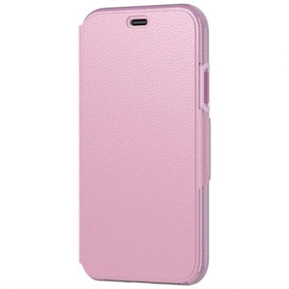 Tech21 Evo Wallet Kenley Case - кожен флип калъф с висока защита за iPhone XS, iPhone X (розов)