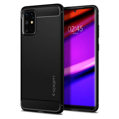 Spigen Rugged Armor Case - удароустойчив силиконов (TPU) калъф за Samsung Galaxy S20 Plus (черен)