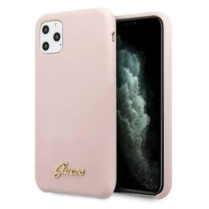 Guess Hard Silicone Case - силиконов (TPU) калъф за iPhone 11 Pro Max (розов)