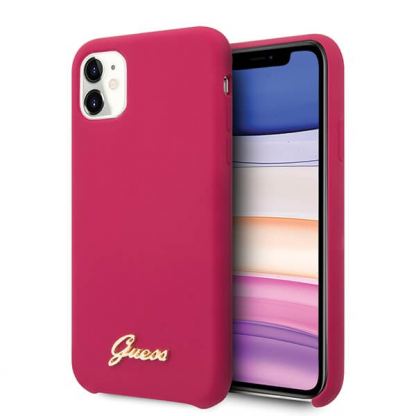 Guess Hard Silicone Case - силиконов (TPU) калъф за iPhone 11 (червен)