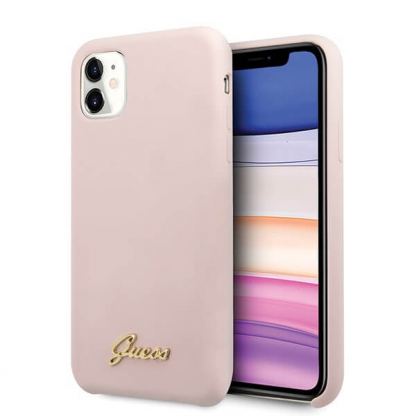 Guess Hard Silicone Case - силиконов (TPU) калъф за iPhone 11 (розов)