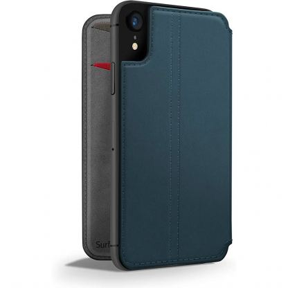 TwelveSouth SurfacePad - луксозен кожен калъф тип портфейл за iPhone XR (син)