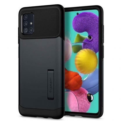 Spigen Slim Armor Case - хибриден кейс с най-висока степен на защита за Samsung Galaxy A51 (тъмносив)