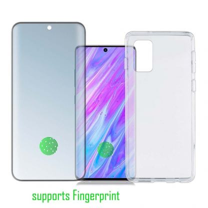4smarts 360° Premium Protection Set UltraSonix - тънък силиконов кейс и стъклено защитно покритие за дисплея на Samusg Galaxy S20, S20 5G (прозрачен)