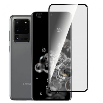 Torrii BodyGlass 3D Curved Edge Glass - калено стъклено защитно покритие с извити ръбове за целия дисплея на Samsung Galaxy S20 Ultra (черен-прозрачен)