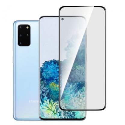 Torrii BodyGlass 3D Curved Edge Glass - калено стъклено защитно покритие с извити ръбове за целия дисплея на Samsung Galaxy S20 Plus (черен-прозрачен)