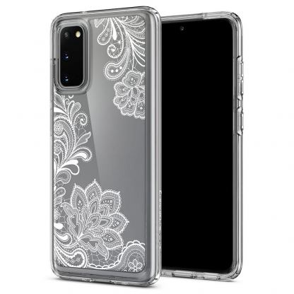Spigen Ciel White Mandala Case - дизайнерски удароустойчив кейс за Samsung Galaxy S20 (прозрачен)