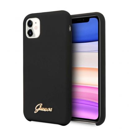 Guess Hard Silicone Case - силиконов (TPU) калъф за iPhone 11 (черен)