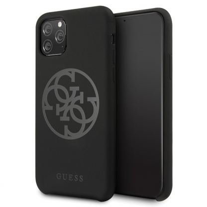 Guess 4G Tone on Tone Silicone Hard Case - силиконов (TPU) калъф за iPhone 11 Pro (черен)