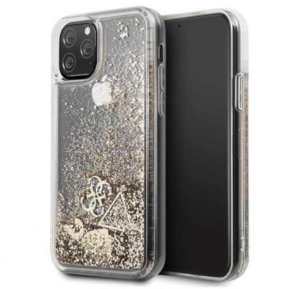 Guess Glitter Hard Case - дизайнерски кейс с висока защита за iPhone 11 Pro (златист)