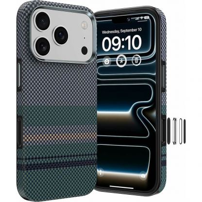 Удароустойчив кевларен кейс с MagSafe за iPhone 18 Pro, iPhone 17 Pro - Benks Magnetic Armor Pro Aurora Camera Control Button Kevlar Case 600D