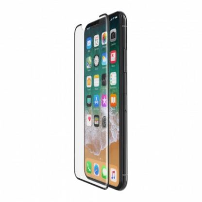 Belkin ScreenForce TemperedCurve Screen Protection - стъклено защитно покритие за целия дисплей на iPhone 11 Pro, iPhone XS, iPhone X (прозрачен-черен)
