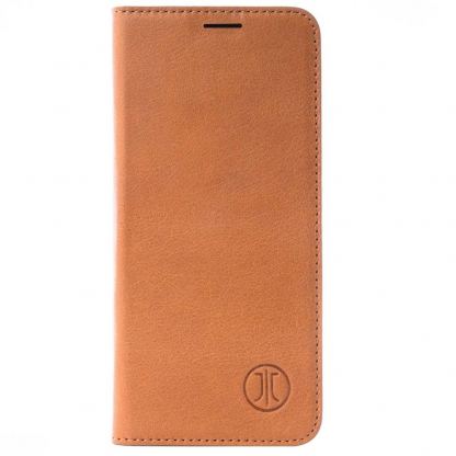 JT Berlin BookCase Tegel Case - хоризонтален кожен (естествена кожа) калъф тип портфейл за Samsung Galaxy S20 (кафяв)