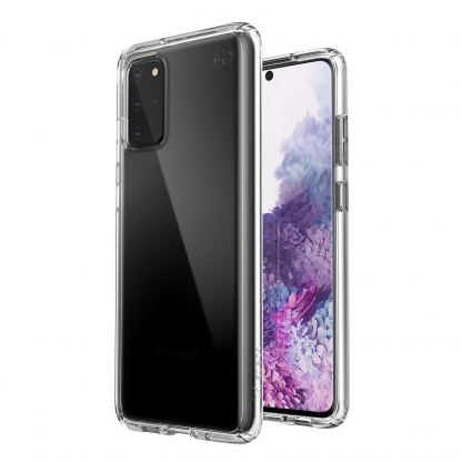 Speck Presidio Perfect Clear Case - удароустойчив хибриден кейс за Samsung Galaxy S20 Plus (прозрачен)