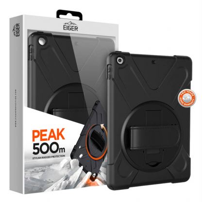 Eiger Peak 500m Case - удароустойчив хибриден кейс от най-висок клас за iPad 5 (2017), iPad 6 (2018) (черен)