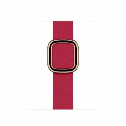 Apple Modern Buckle Band Small - оригинална кожена каишка за Apple Watch 38мм, 40мм (тъмнорозов)