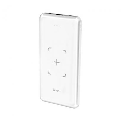 Hoco J50 Surf Power Bank 10000mAh - външна батерия с USB изход и с технология за безжично зареждане (бял)