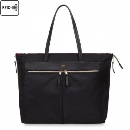 Knomo Mayfair Grosvenor Place Tote bag - луксозна дамска чанта за преносими компютри до 14 инча (черен) 