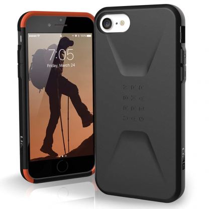 Urban Armor Gear Civilian - удароустойчив хибриден кейс за iPhone SE (2020), iPhone 8, iPhone 7 (черен)