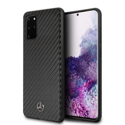 Mercedes-Benz Dynamic Leather Hard Case - дизайнерски кожен кейс за Samsung Galaxy S20 Plus (черен)