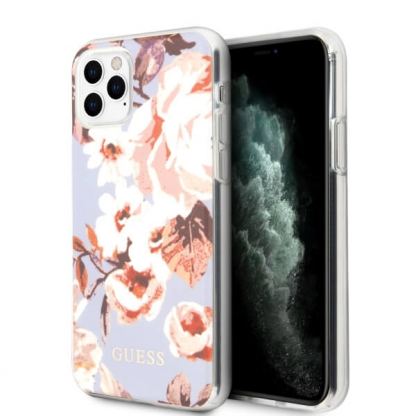 Guess Flower Collection Case 02 - дизайнерски кейс с висока защита за iPhone 11 Pro Max (бял)