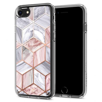 Spigen Ciel Cyrill Etoile Pink Marble Case - дизайнерски удароустойчив кейс за iPhone SE (2020), iPhone 8, iPhone 7 (прозрачен)