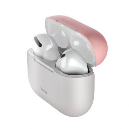 Baseus Super Thin Silica Gel Case - силиконов калъф за Apple Airpods Pro (сив-розов)