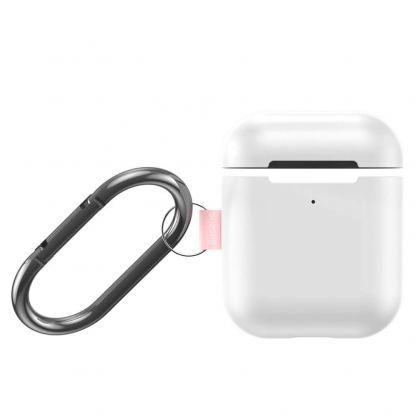 Baseus Lets Go Silica Gel Case - силиконов калъф с карабинер за Apple Airpods & Apple Airpods 2 (бял)