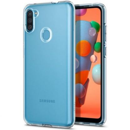 Spigen Liquid Crystal Case - тънък качествен силиконов (TPU) калъф за Samsung Galaxy A11 (прозрачен) 
