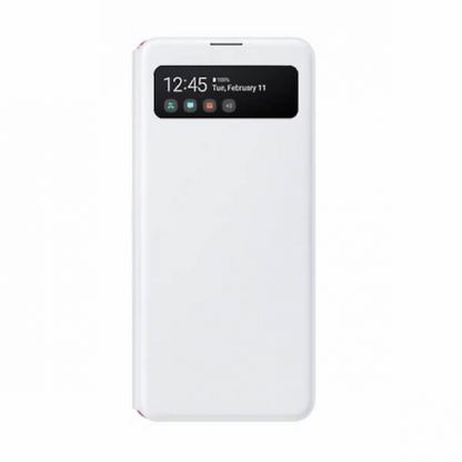 Samsung Galaxy S-View Wallet Cover EF-EA415PW - оригинален калъф през който виждате информация от дисплея за Samsung Galaxy A41 (бял)