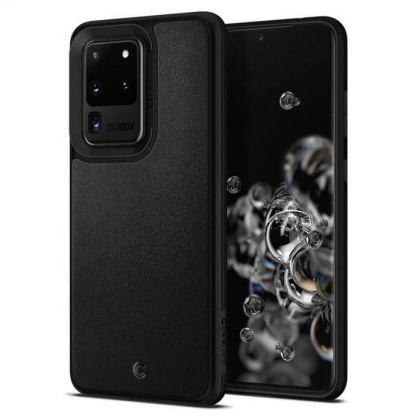 Spigen Ciel Leather Brick Case - дизайнерски кожен кейс за Samsung Galaxy S20 Ultra (черен)