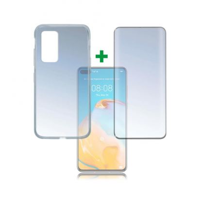 4smarts 360° Case Friendly Premium Protection Set - тънък силиконов кейс и стъклено защитно покритие за дисплея на Huawei P40 (прозрачен)