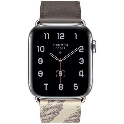 Apple Watch Hermès Series 5, 44mm Étain/Béton Stainless Steel Case with Single Tour, GPS + Cellular - умен часовник от Apple