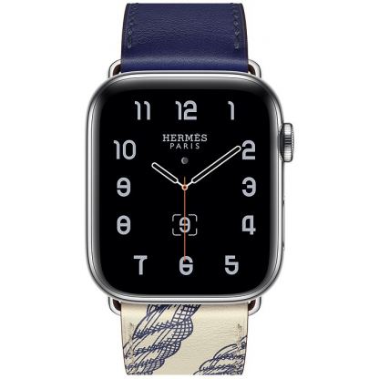 Apple Watch Hermès Series 5, 44mm Encre/Béton Stainless Steel Case with Single Tour, GPS + Cellular - умен часовник от Apple