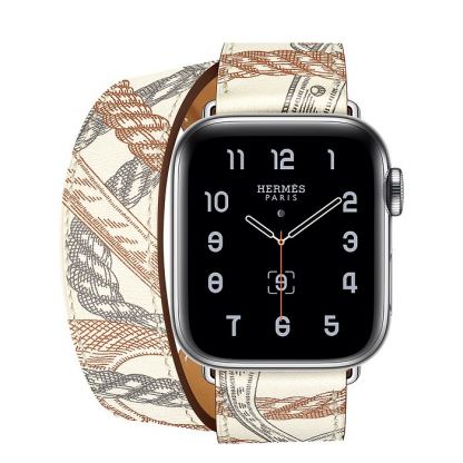 Apple Watch Hermès Series 5, 40mm Blanc Allover Print Stainless Steel Case with Double Tour, GPS + Cellular - умен часовник от Apple