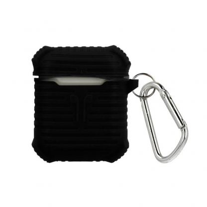 Silicone Case with Carabiner v3 - силиконов калъф с карабинер за Apple Airpods и Apple Airpods 2 (черен)