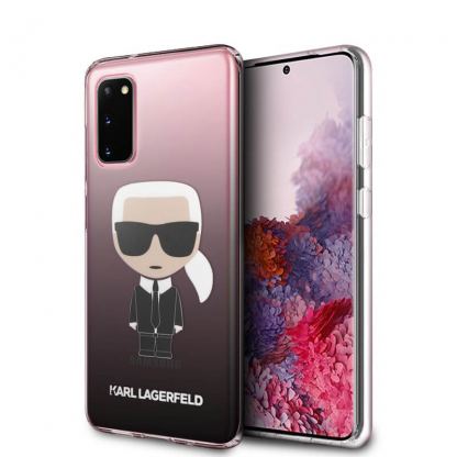 Karl Lagerfeld Iconic Gradient Case - дизайнерски кейс с висока защита за Samsung Galaxy S20 (черен)