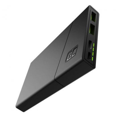 Green Cell PowerPlay 10 Quick Charge 3.0 Power Bank 10000 mAh - външна батерия с два USB изхода и USB-C порт и технология за бързо зареждане (черен)