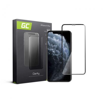 Green Cell Clarity 3D Full Cover Glass - калено стъклено защитно покритие за целия дисплей на iPhone 11 Pro, iPhone XS, iPhone X (прозрачен-черен)