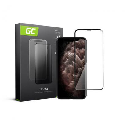 Green Cell Clarity 3D Full Cover Glass - калено стъклено защитно покритие за целия дисплей на iPhone 11 Pro Max, iPhone XS Max (прозрачен-черен)