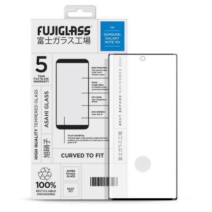Fuji Curved-to-fit Screen Protector - калено стъклено защитно покритие за дисплея на Samsung Galaxy Note 10 Plus (прозрачен)