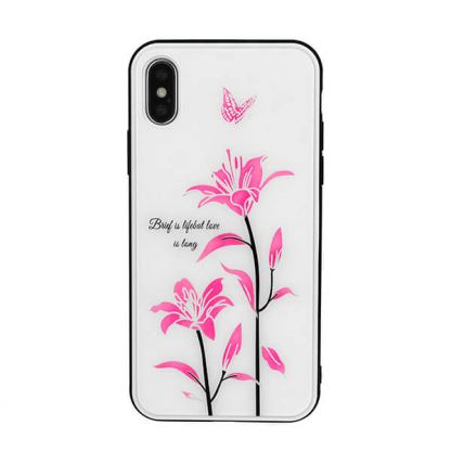 Vennus Magic Case Design 1 - силиконов (TPU) калъф със стъклен гръб за Samsung Galaxy A50 (бял)
