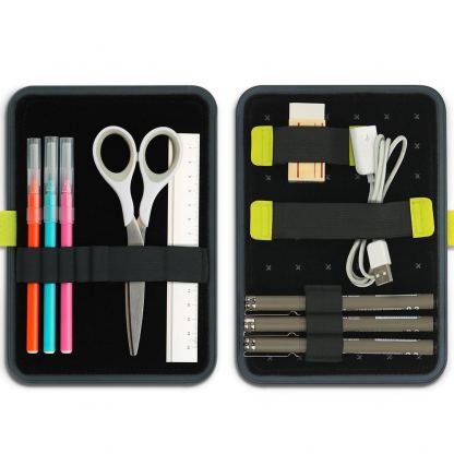 MOOY Gekko Board Script, Smart Storage - органайзер за кабели, слушалки, тефтер и други принадлежности (черен)