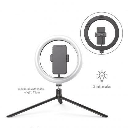4smarts Tripod with LED Light - универсален трипод с LED светлина за смартфони (19 см) (черен)